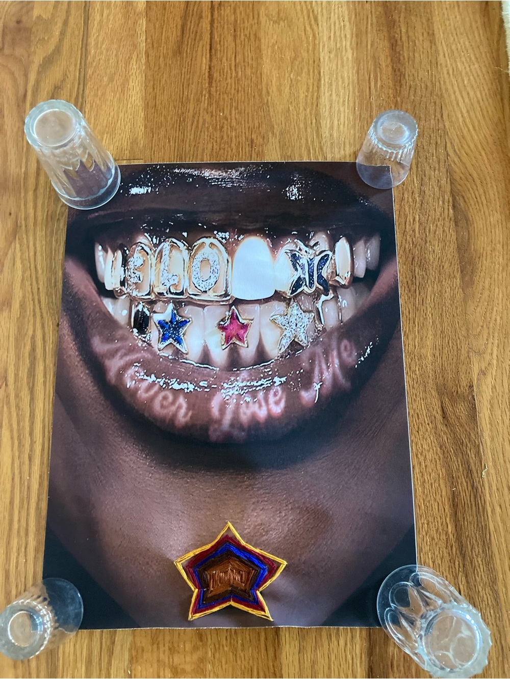 New canvas smile embroidered accents, glass beads